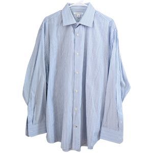 Banana Republic Dress Shirt Mens XL Blue Striped Oxford Long Sleeve Button Down